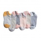 手工缝头女袜棉质条纹女士短袜船袜无骨粗线袜子